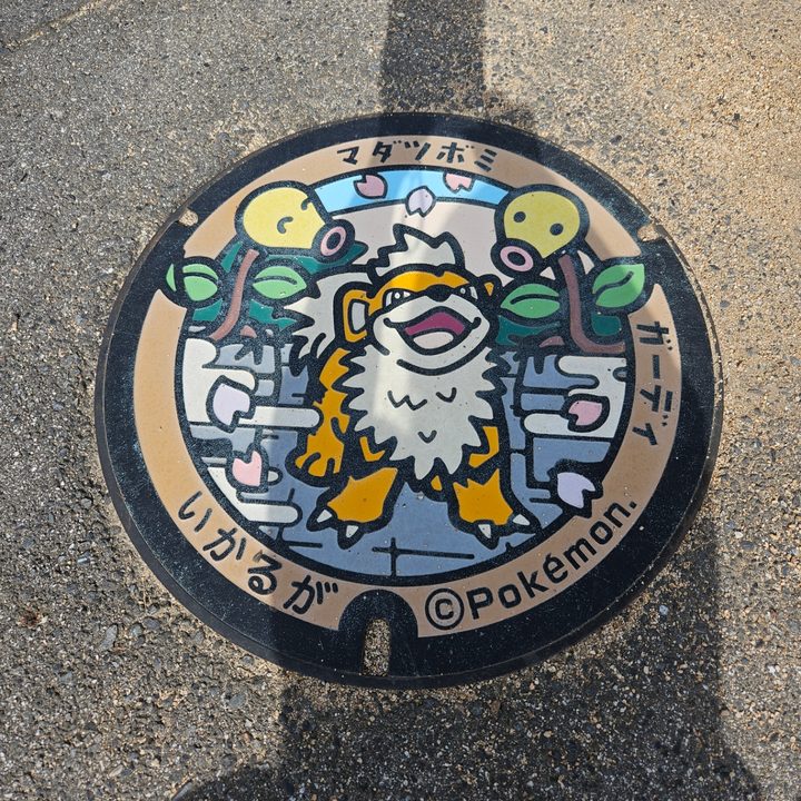斑鳩町 東公民館のポケふた（ガーディ・マダツボミ）の写真