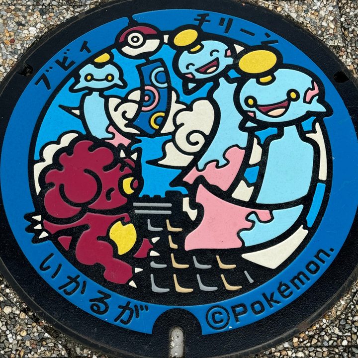 斑鳩町 ポケットパーク東側のポケふた（チリーン・ブビィ）の写真