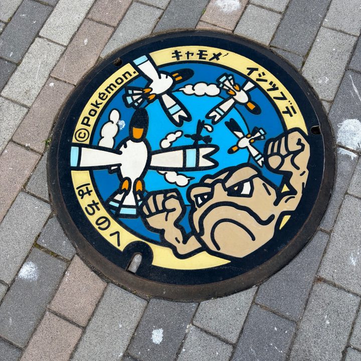 青森県八戸のポケふた（イシツブテ・キャモメ）の写真