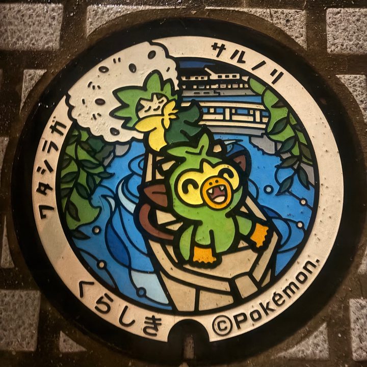 岡山県倉敷のポケふた（サルノリ・ワタシラガ）の写真