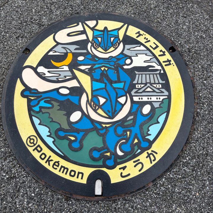 甲賀市 水口スポーツの森のポケふた（ゲッコウガ）の写真