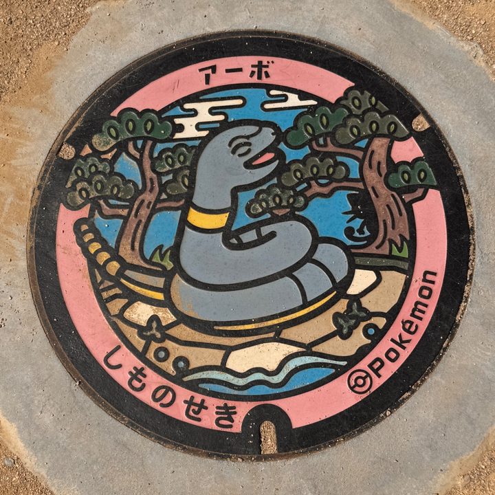 Photo of the Ekans Poké Lid in Shimonoseki