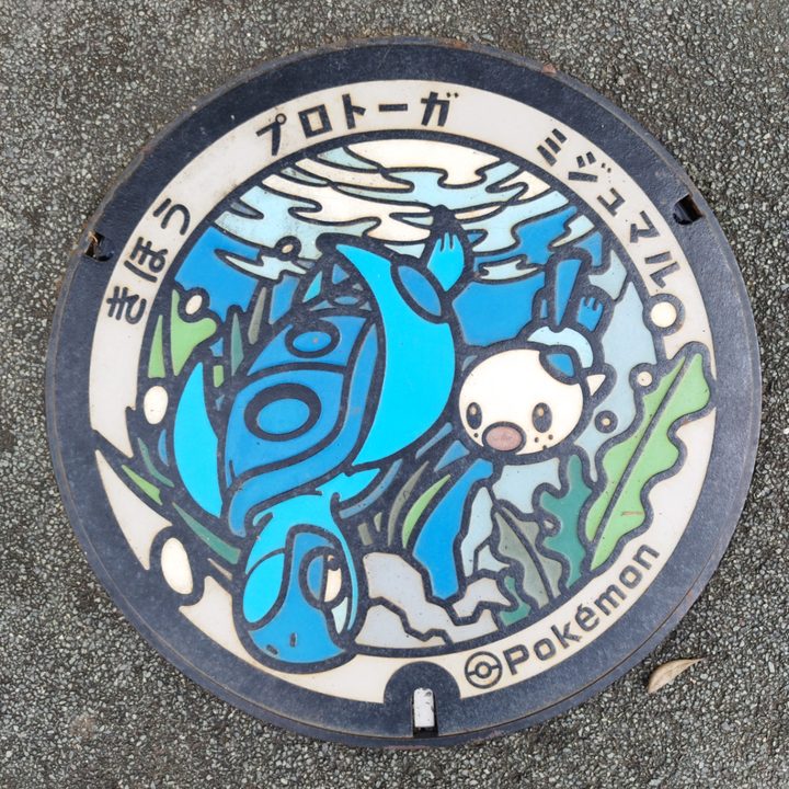 南牟婁郡紀宝町 道の駅紀宝町ウミガメ公園のポケふた（プロトーガ・ミジュマル）の写真