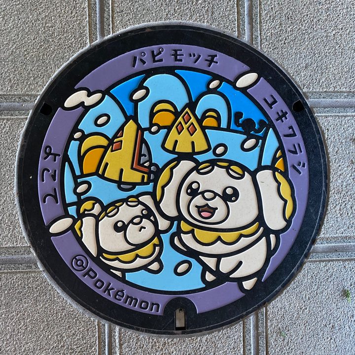 秋田県横手のポケふた（パピモッチ・ユキワラシ）の写真