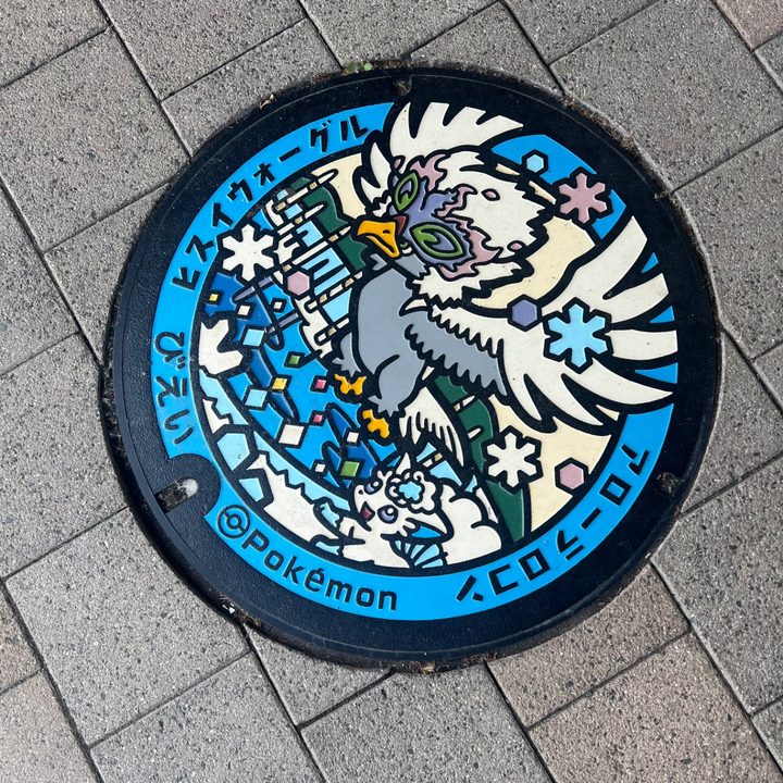 北海道美瑛のポケふた（アローラロコン・ヒスイウォーグル）の写真