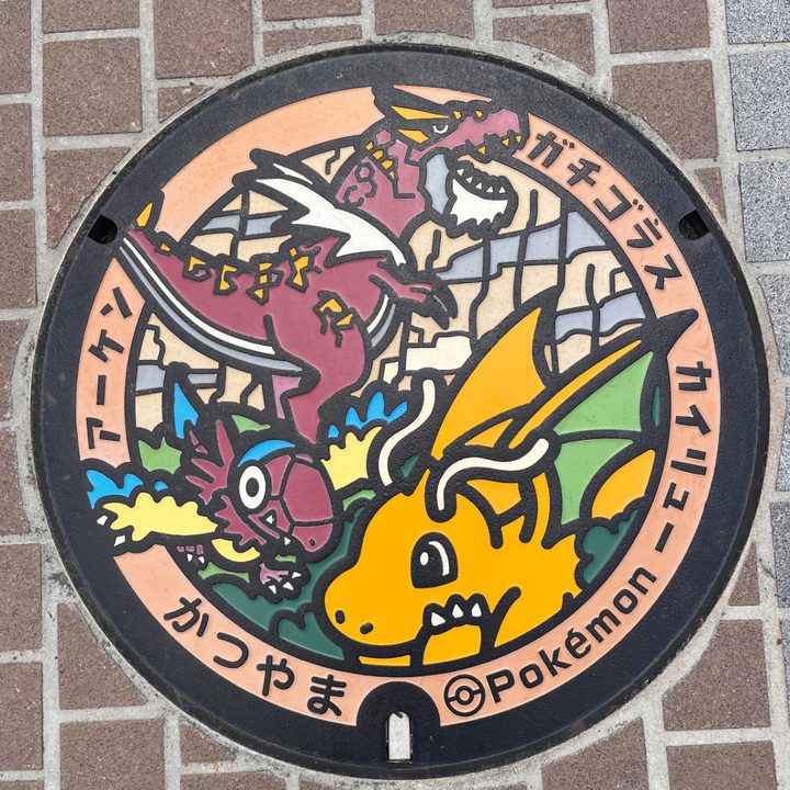 福井県勝山のポケふた（アーケン・カイリュー・ガチゴラス）の写真
