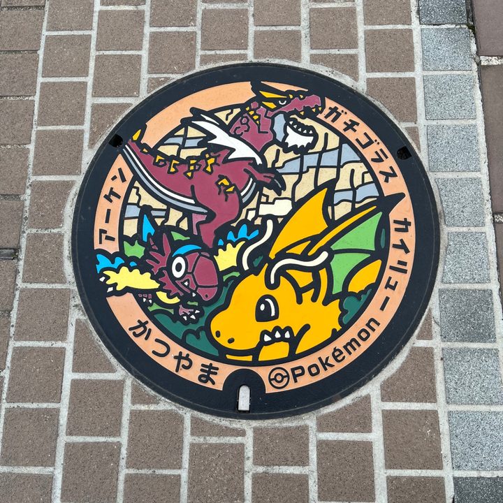 福井県勝山のポケふた（アーケン・カイリュー・ガチゴラス）の写真