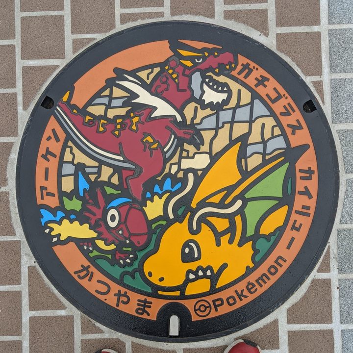 福井県勝山のポケふた（アーケン・カイリュー・ガチゴラス）の写真