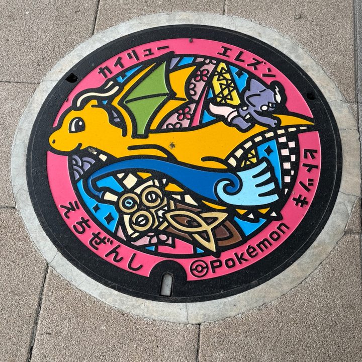 福井県越前のポケふた（エレズン・カイリュー・ヒトツキ）の写真