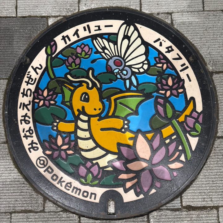 福井県南越前のポケふた（カイリュー・バタフリー）の写真