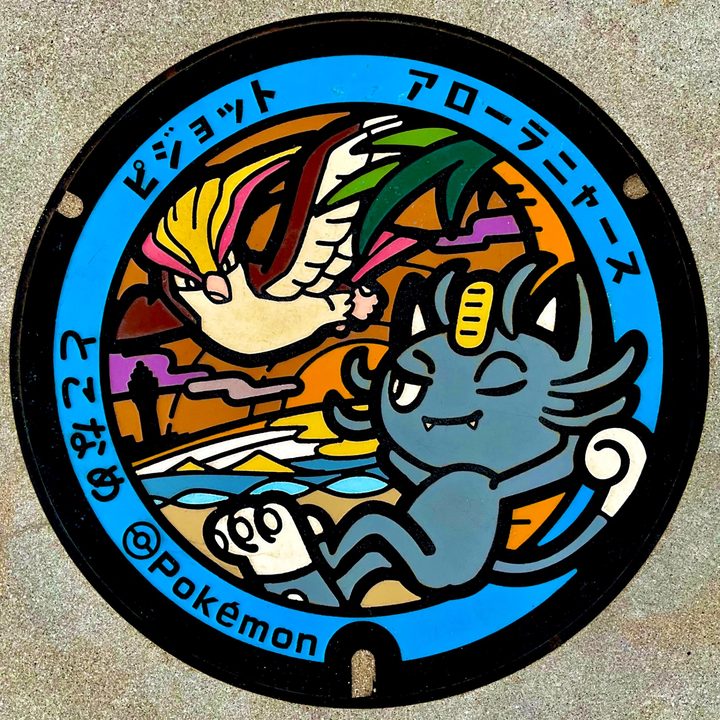 常滑市 りんくうビーチのポケふた（アローラニャース・ピジョット）の写真