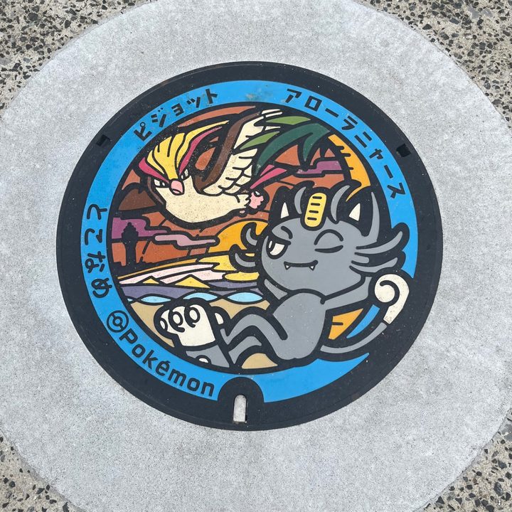 愛知県常滑のポケふた（アローラニャース・ピジョット）の写真