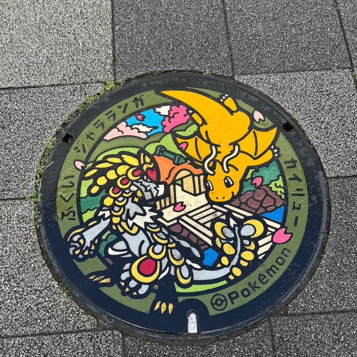 福井県福井のポケふた（カイリュー・ジャラランガ）の写真