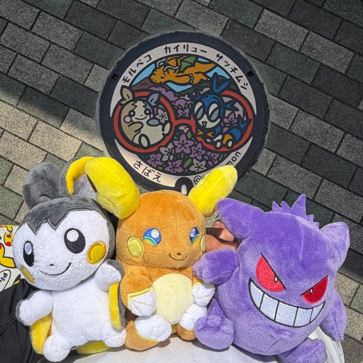福井県鯖江のポケふた（カイリュー・サッチムシ・モルペコ）の写真