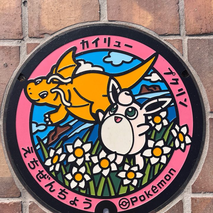 福井県越前のポケふた（カイリュー・プクリン）の写真