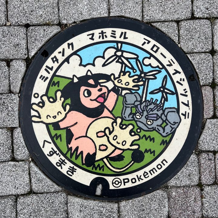 岩手県葛巻のポケふた（アローライシツブテ・マホミル・ミルタンク）の写真
