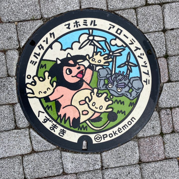 岩手県葛巻のポケふた（アローライシツブテ・マホミル・ミルタンク）の写真