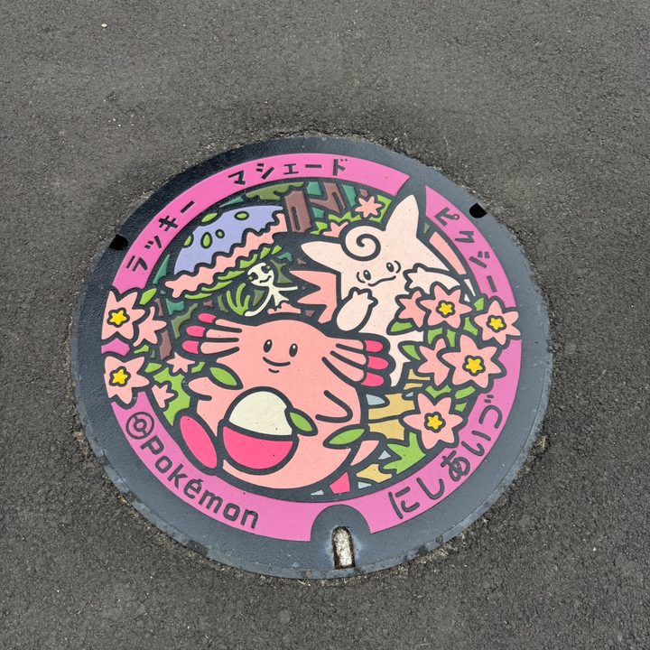 福島県西会津のポケふた（ピクシー・マシェード・ラッキー）の写真