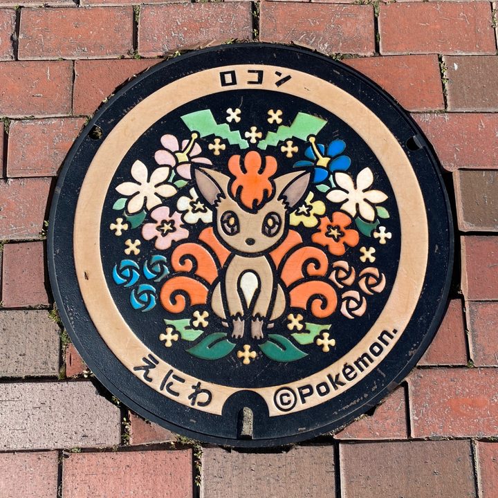 恵庭市 道と川の駅花ロードえにわのポケふた（ロコン）の写真