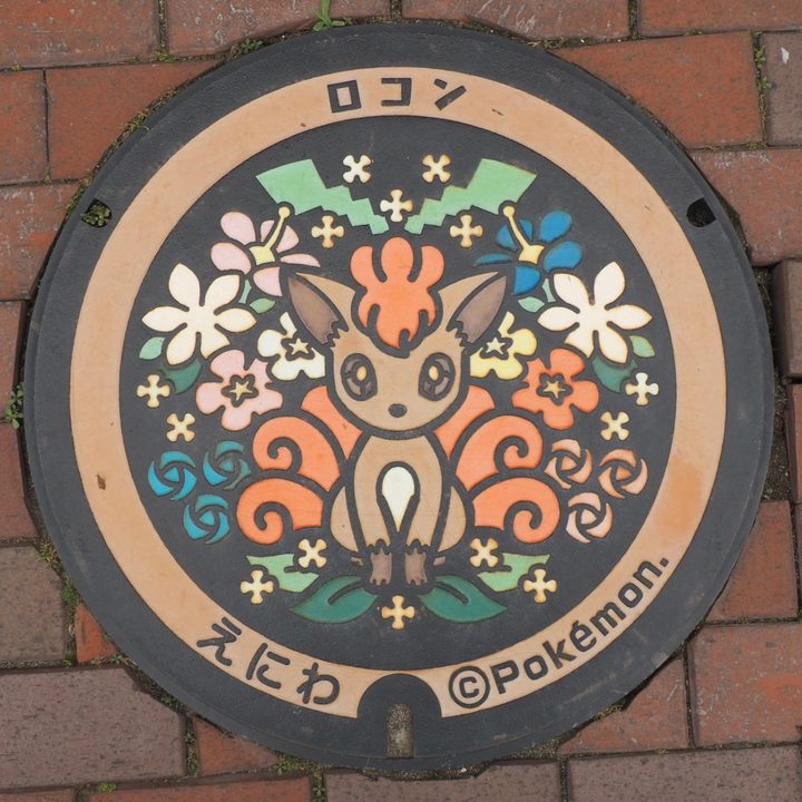 恵庭市 道と川の駅花ロードえにわのポケふた（ロコン）の写真