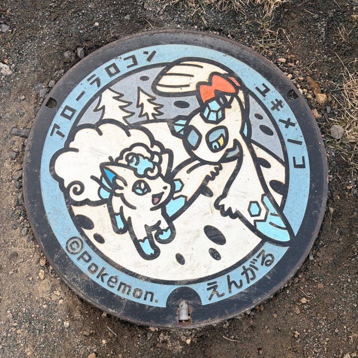 北海道遠軽のポケふた（アローラロコン・ユキメノコ）の写真