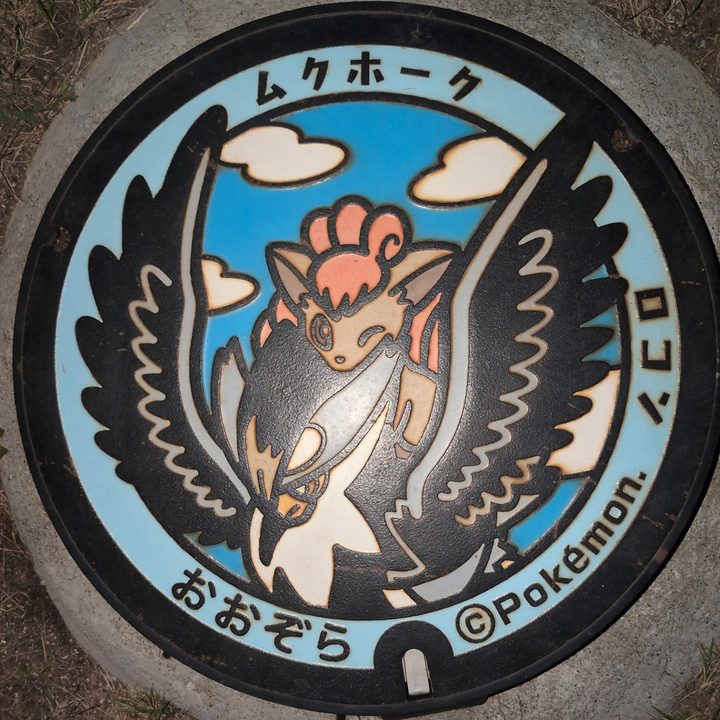 大空町 女満別駅前のポケふた（ムクホーク・ロコン）の写真